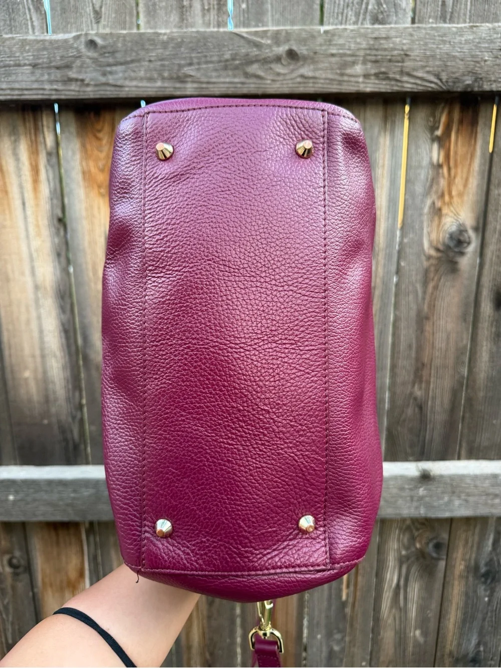 Versace 2012 Plum Leather Satchel with Gold Hardware